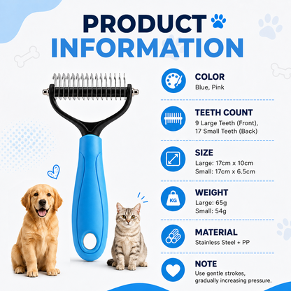 ⏰LAST DAY 60% OFF 🔥 Dual-Sided Pet Grooming Comb for Dogs & Cats - Removes Mats Without Pulling Pain