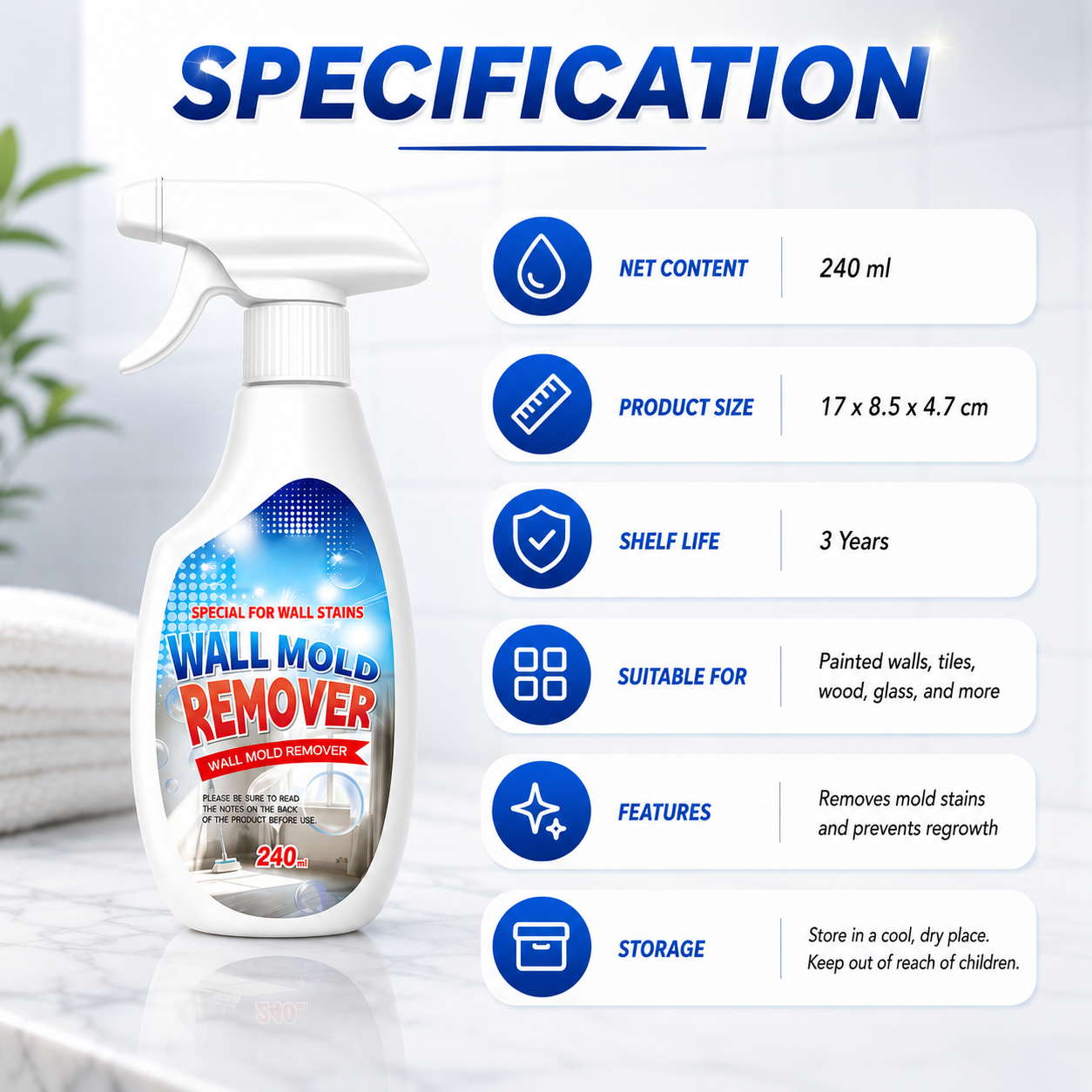 🔥 SAVE 60% OFF ✨ Wall Mold Remover Spray - Say Goodbye To Mold Effortlessly In Seconds 🔥