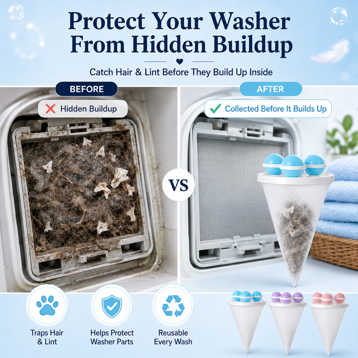 ⏰60% OFF TODAY🔥 Floating Lint Mesh Bag For Laundry - Clothes Cleaner Tool & Drain Catcher for Washer