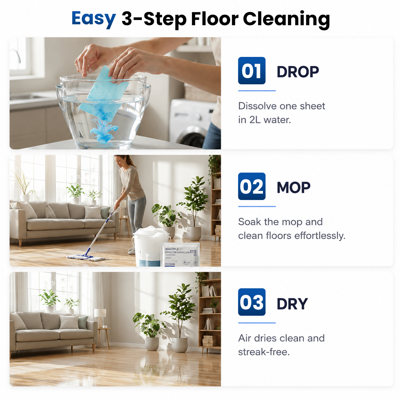 🔥 LAST DAY 60% OFF 🔥 Water-Soluble Floor Cleaning Sheets - Just drop in water, no measuring. Cleans & shines all floors. Safe & streak‑free