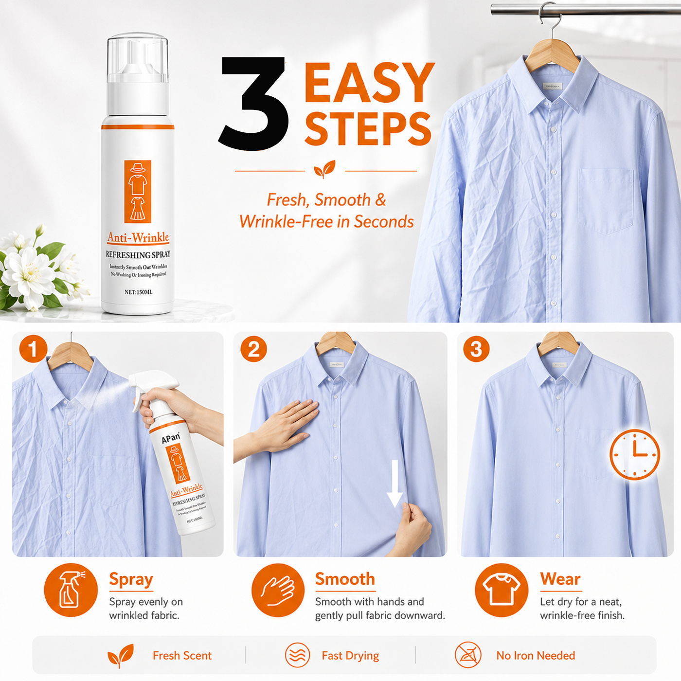 Multi‑Functional Wrinkle Release Spray