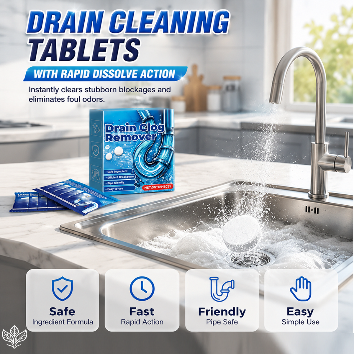 🔥2026 Summer Sale 60% OFF 💥 Effervescent Drain Clog Remover Tablets - No More Slow, Smelly Drains