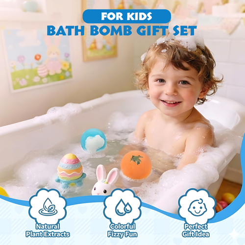 🔥Save 60% Off Today Only🎁 6-Piece Kids Surprise Bath Bomb Set – Toy Inside Every Bath 🌈🛁