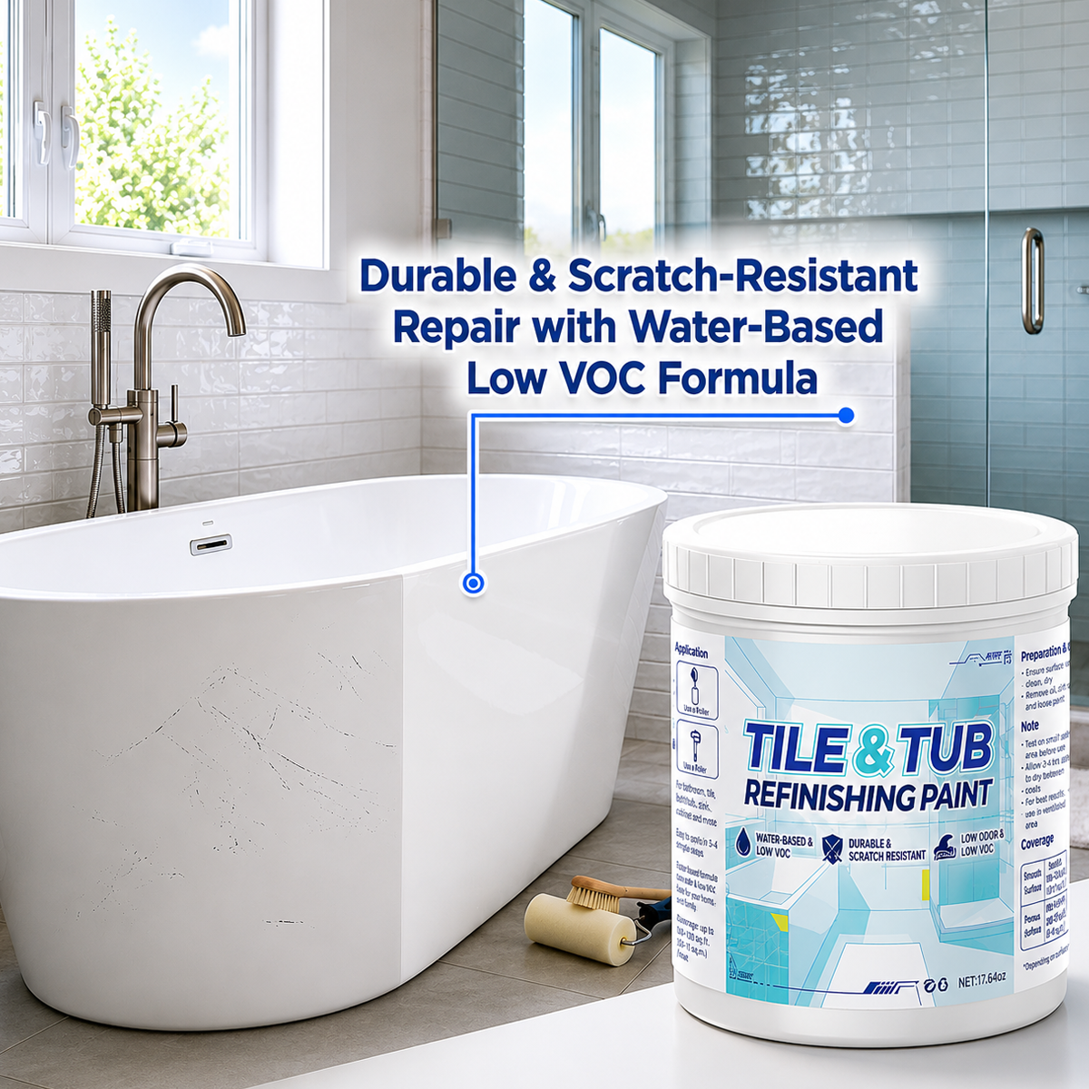 ⚡ LAST DAY 60% OFF 💞 Premium Tile & Tub Refinishing Paint Kit - Restore Your Bathroom In Hours