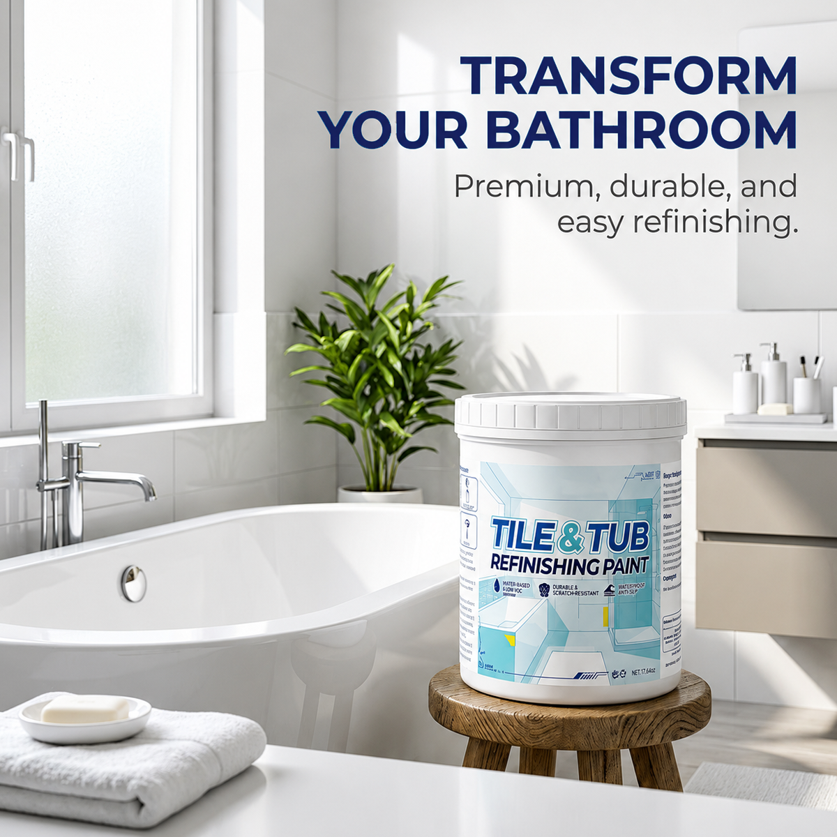 ⚡ LAST DAY 60% OFF 💞 Premium Tile & Tub Refinishing Paint Kit - Restore Your Bathroom In Hours