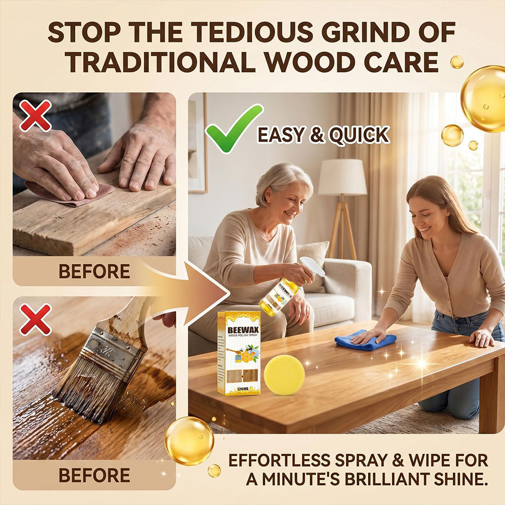 🔥HOT SALE 60% OFF ⏰ Beeswax Wood Polish Spray✨ Natural Shine & Protection for Furniture, Floors, Cabinets – Non-Greasy, Anti-Dust Finish