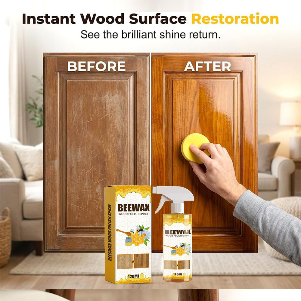 🔥HOT SALE 60% OFF ⏰ Beeswax Wood Polish Spray✨ Natural Shine & Protection for Furniture, Floors, Cabinets – Non-Greasy, Anti-Dust Finish