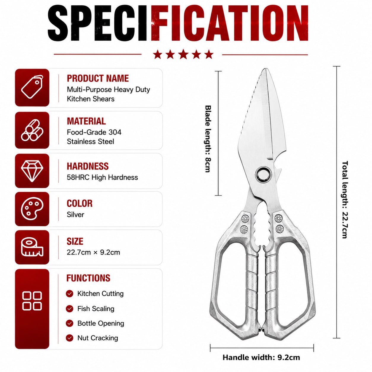 🔥Save 60%⚡Multifunctional Heavy-Duty Kitchen Shears ✨ 4-In-1 Design • Cut Through Anything With Ease