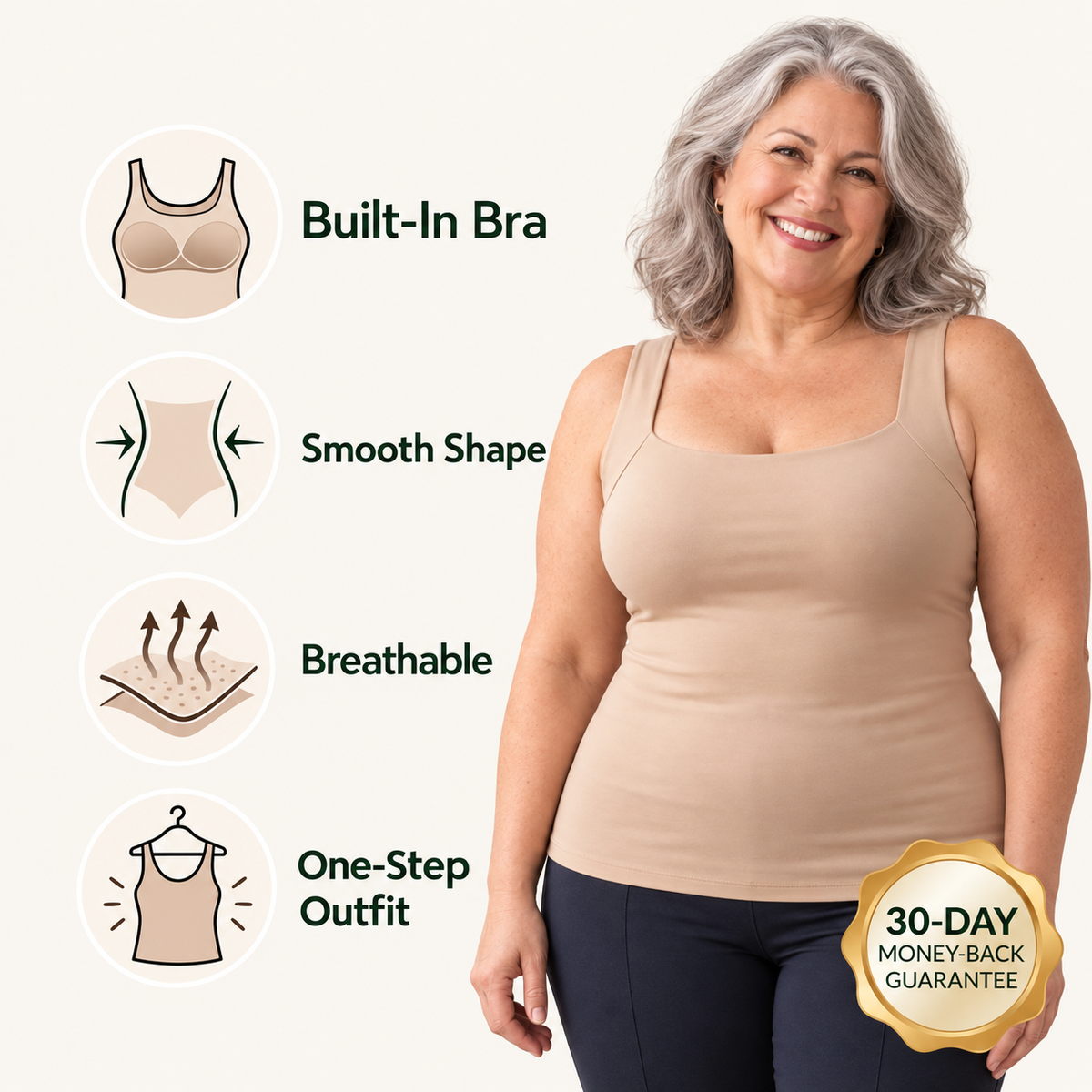 Built-In Bra Comfort Shaper Tank – Smooth, Supportive, No Wires