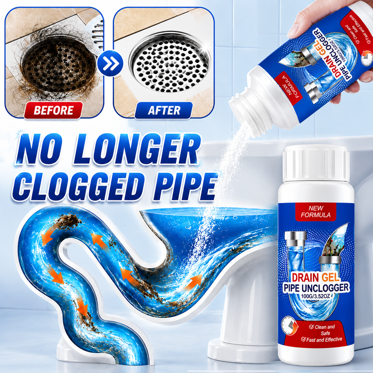🔥Last Day Sale 60%🔥Powerful Pipe Dredging Agent for Kitchen and Toilet Pipelines - Dissolves 200+ Blockages and Kills 99% of Bacteria