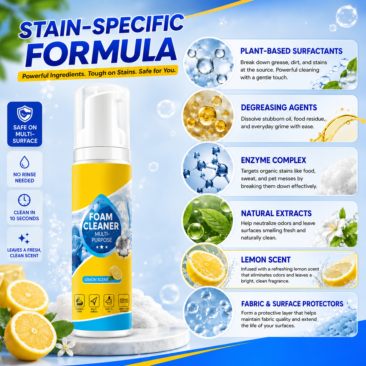 🔥Summer Kickoff Deal: 60% OFF🔥 Foam No-Rinse Cleaner - Gone in One Wipe