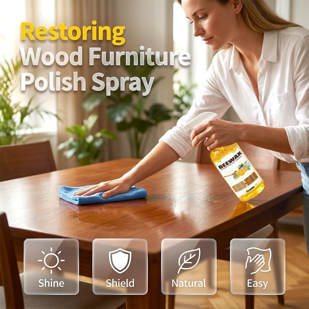🔥HOT SALE 60% OFF ⏰ Beeswax Wood Polish Spray✨ Natural Shine & Protection for Furniture, Floors, Cabinets – Non-Greasy, Anti-Dust Finish