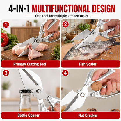 🔥Save 60%⚡Multifunctional Heavy-Duty Kitchen Shears ✨ 4-In-1 Design • Cut Through Anything With Ease