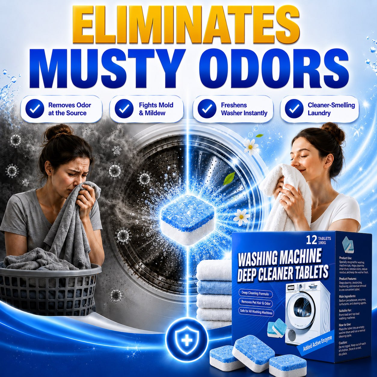 🔥60% OFF⚡Washing Machine Deep Cleaner Tablets ✨ Eliminates 99% Germs, Removes Odors & Prevents Mold