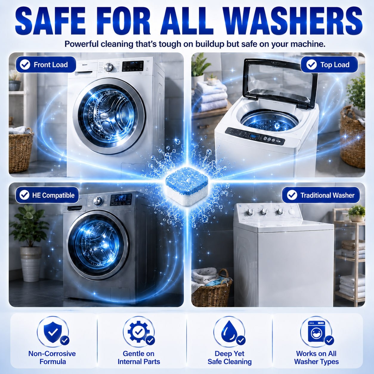 🔥60% OFF⚡Washing Machine Deep Cleaner Tablets ✨ Eliminates 99% Germs, Removes Odors & Prevents Mold