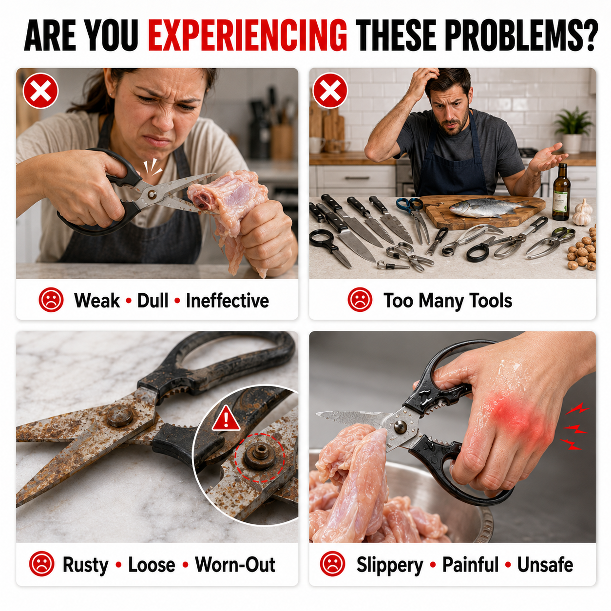 🔥Save 60%⚡Multifunctional Heavy-Duty Kitchen Shears ✨ 4-In-1 Design • Cut Through Anything With Ease