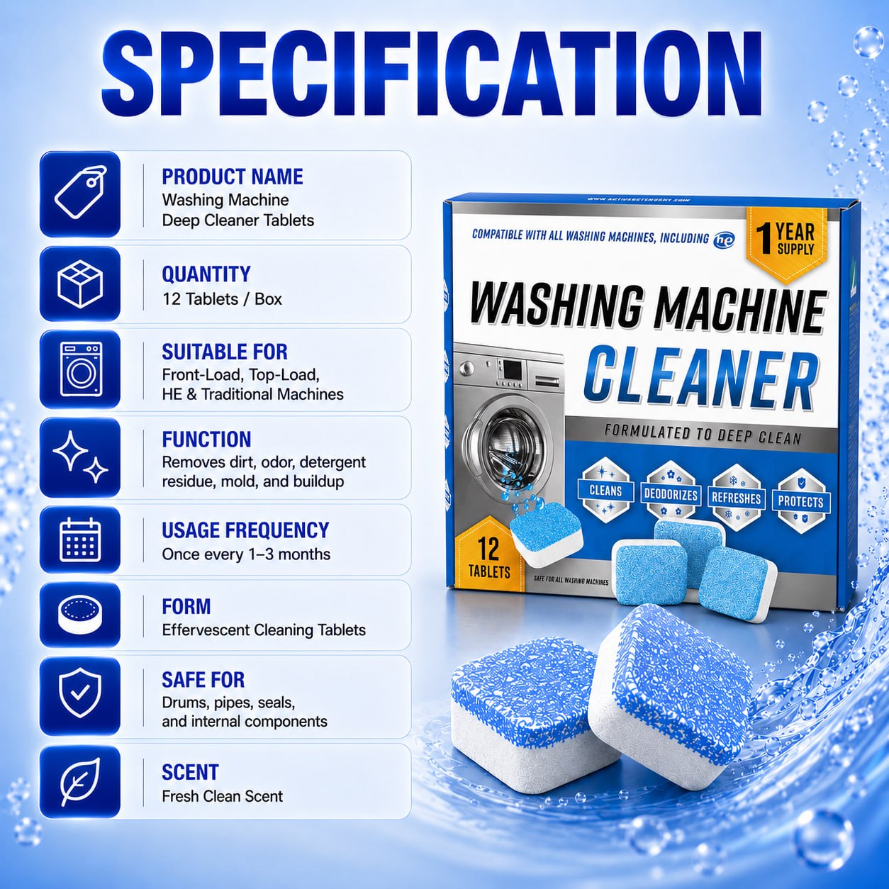 Washing Machine Deep Cleaner Tablets
